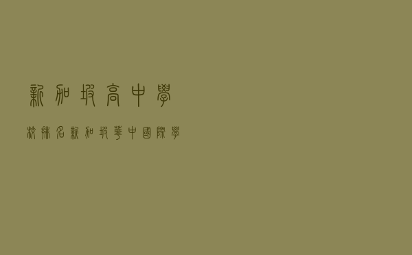 新加坡高中学校排名（新加坡华中国际学校地址）