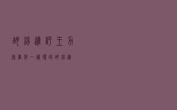 胡锡进评王力宏事件「一请环球胡锡进」