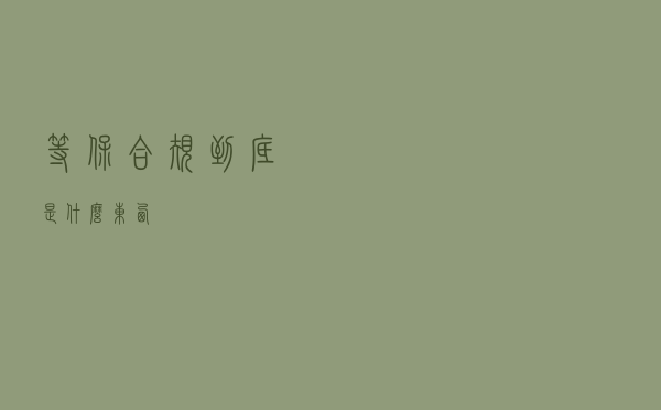 等保合规，到底是什么东西？