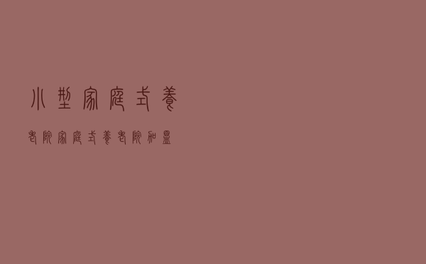 小型家庭式养老院（家庭式养老院加盟）