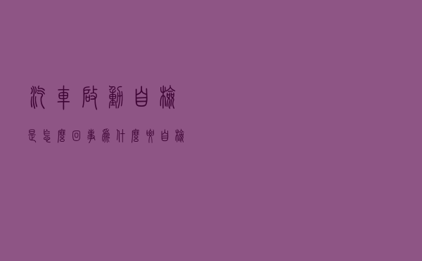 汽车启动“自检”是怎么回事？为什么要自检？自检过程要多长时间