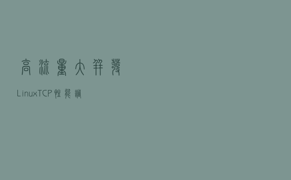 高流量大并发Linux TCP性能调优 高流量大并发Linux TCP性能调优
