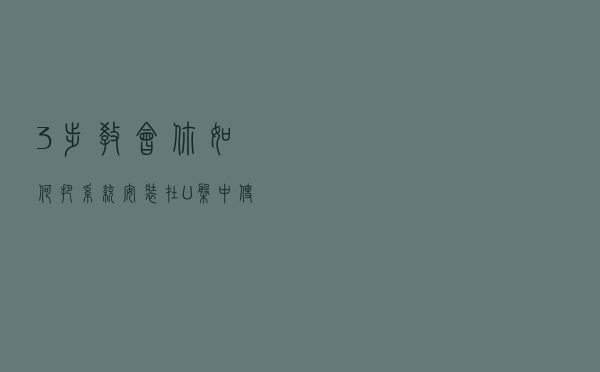 3步教会你，如何把系统安装在U盘中使用！