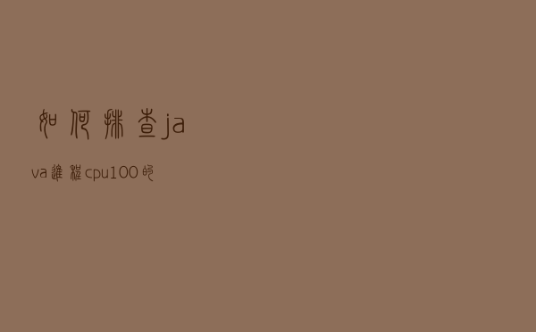 如何排查java进程cpu100%的问题