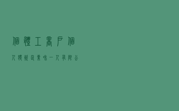 个体工商户、个人独资企业和一人有限公司的区别