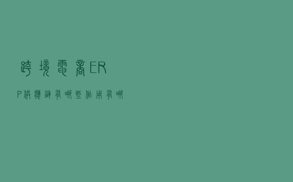 跨境电商ERP供应链有哪些作用？有哪些重要性？