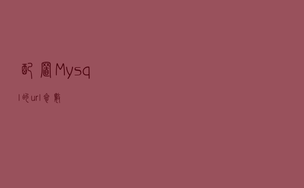 配置Mysql 的url参数