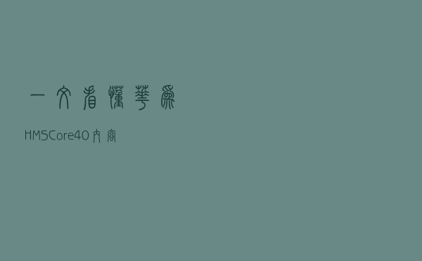 一文看懂华为 HMS Core 4.0 内容大全