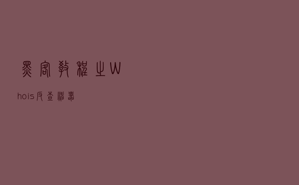 黑客教程之-Whois反查神器