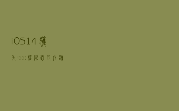 iOS 14 获取root权限访问，内核漏洞发布