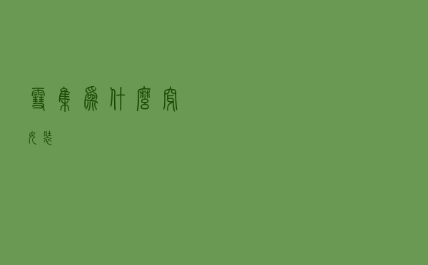 雪集为什么穿女装