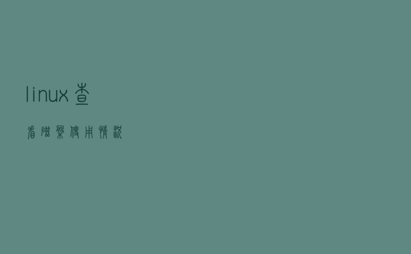 linux 查看磁盘使用情况