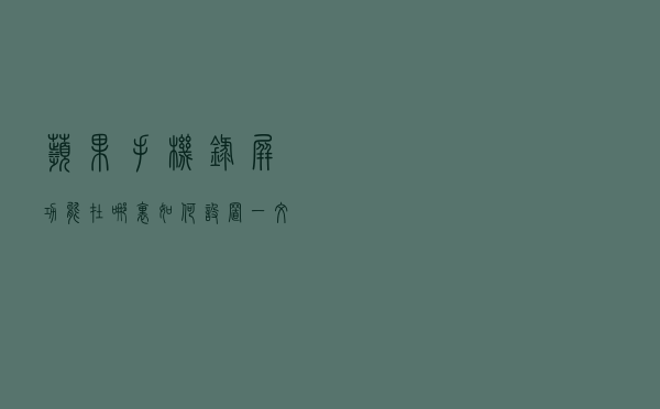 苹果手机录屏功能在哪里？如何设置？一文教会你