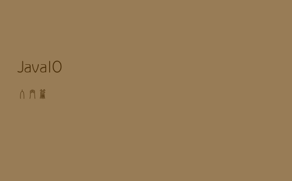 Java I/O 入门篇