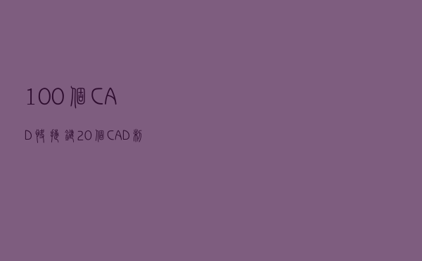 100个CAD快捷键+20个CAD制图技巧