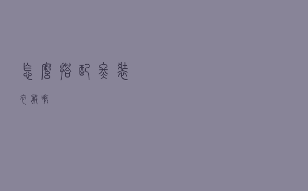 怎么搭配冬装衣服啊