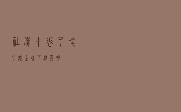 社保卡丢了坏了 线上线下都能补！