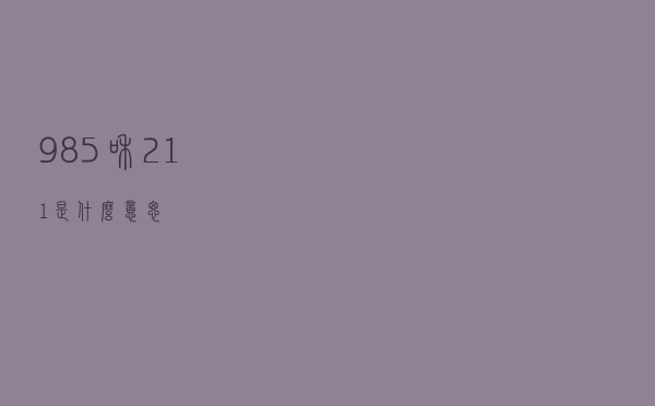 985和211是什么意思？