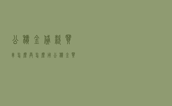 公积金贷款买车怎么弄_怎么用公积金买车