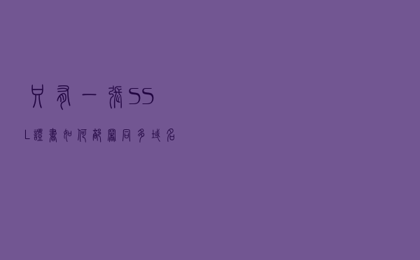 只有一张SSL证书，如何部署同多域名站点安全访问且不提示不安全