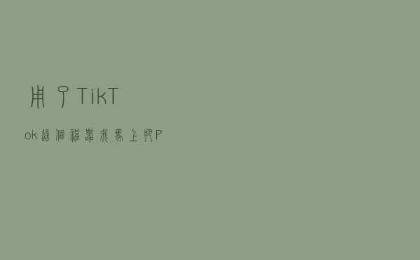 用了 TikTok 这个神器，我马上把 PS 卸载了