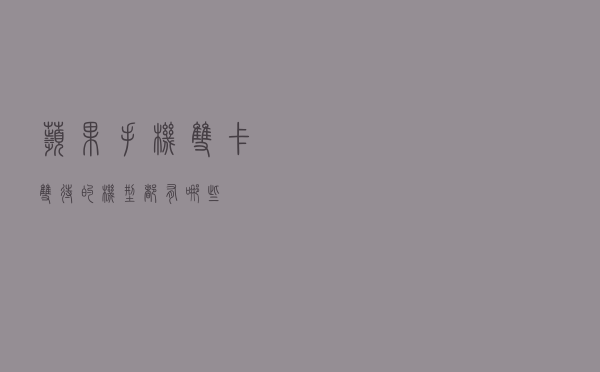 苹果手机双卡双待的机型都有哪些