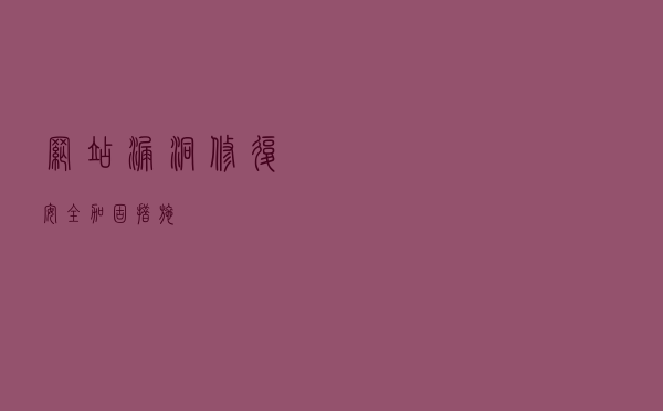 网站漏洞修复安全加固措施