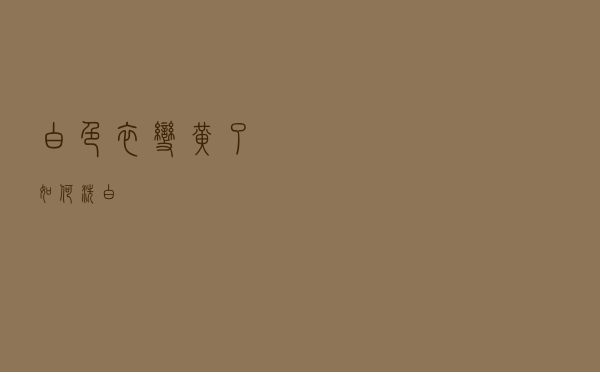 白色衣变黄了如何洗白