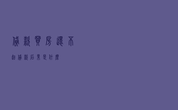 贷款买房还不起贷款后果是什么? 贷款买房还不起贷款后果是什么?