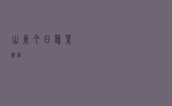 山东今日蔬菜价格