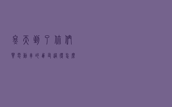 冬天到了，你们买电动车的朋友过得怎么样？