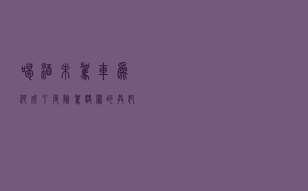 喝酒未驾车 为何成了危险驾驶罪的共犯