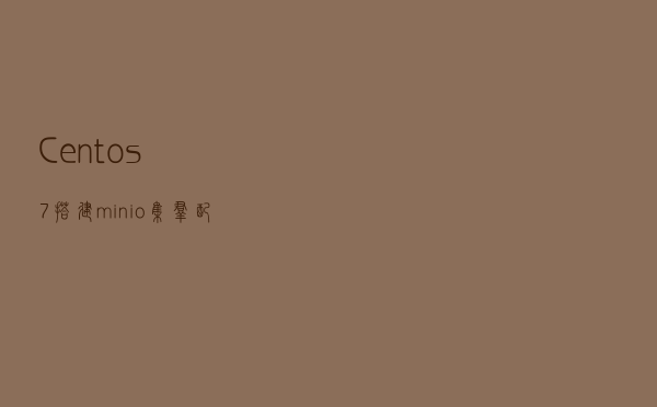 Centos7 搭建minio集群配合nginx做文件服务器