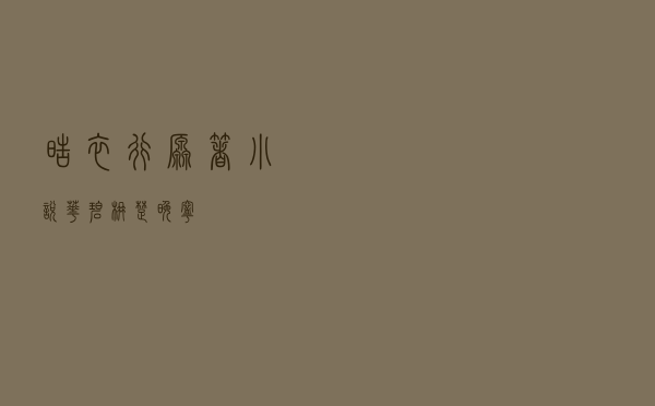 皓衣行原著小说，华碧楠楚晚宁