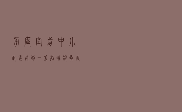 力度空前！中小企业收到一系列减税负、促创新政策大“礼包”