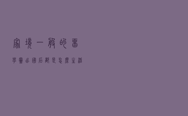 家境一般的留学党出国后都是怎么生活的？