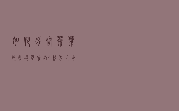 如何分辨茶叶的好坏？学会这4种方式，助你买到好茶