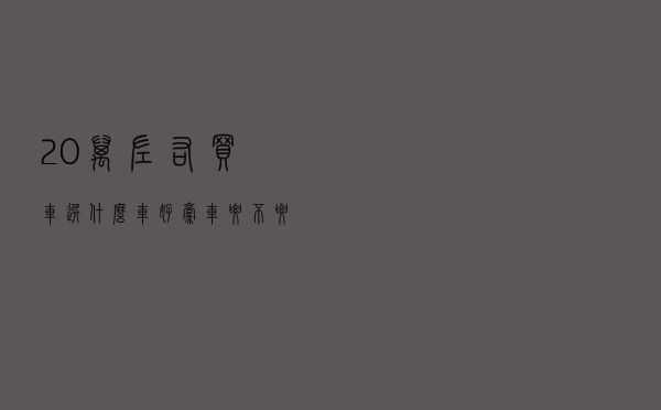 20万左右买车选什么车好？豪车要不要考虑