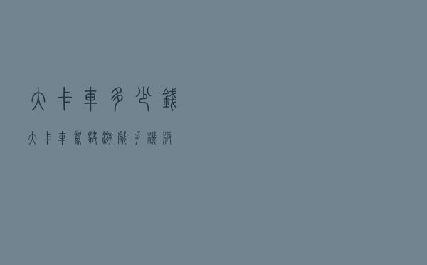 大卡车多少钱 「大卡车驾驶游戏手机版」