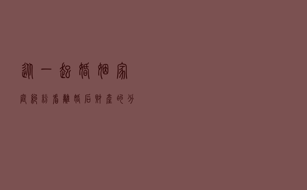 从一起婚姻家庭纠纷看离婚后财产的分配