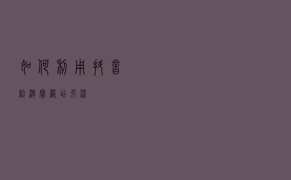 如何利用抖音给淘宝网店引流