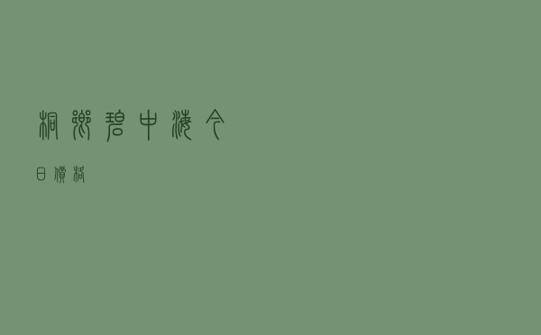桐乡碧中海今日价格