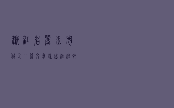 浙江省丽水市做足“三篇文章”铸造法治文化精品