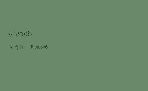 vivox6多少钱一部，vivox6sa手机多少钱一部