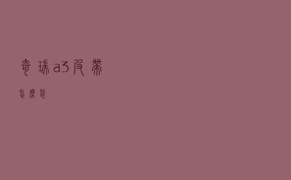 奇瑞a3皮带怎么装