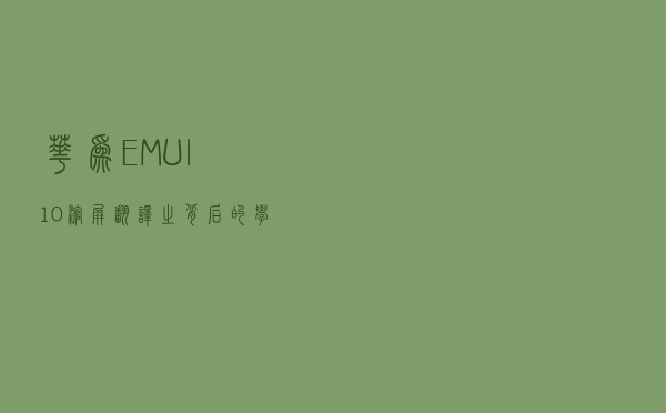 华为EMUI10“滚屏翻译”之背后的学问