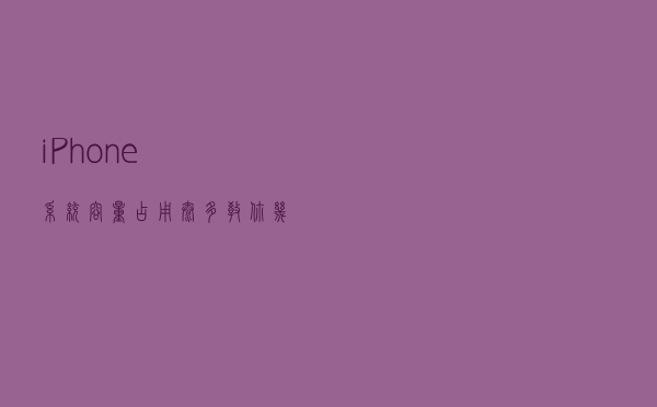iPhone系统容量占用太多 教你几个清理方法来释放