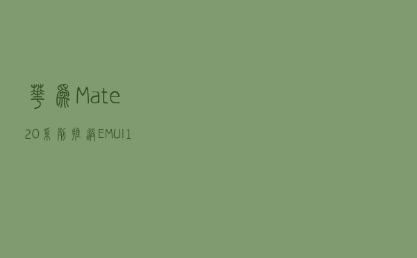华为Mate 20系列推送EMUI 10.0正式版更新