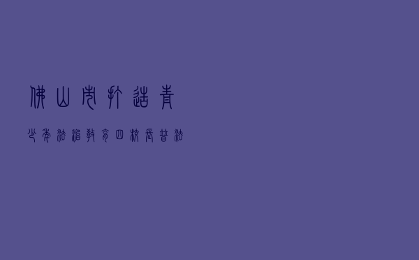 佛山市打造青少年法治教育