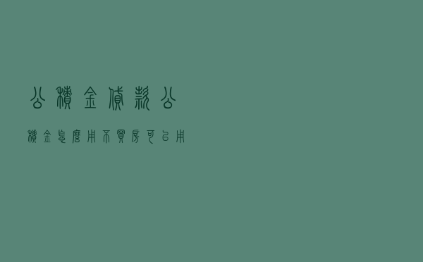 公积金贷款公积金怎么用 「不买房可以用公积金贷款吗」
